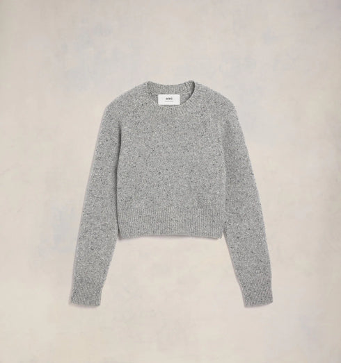 AMI PARIS Pull Col Rond Embroderie Ami Mens Apparel